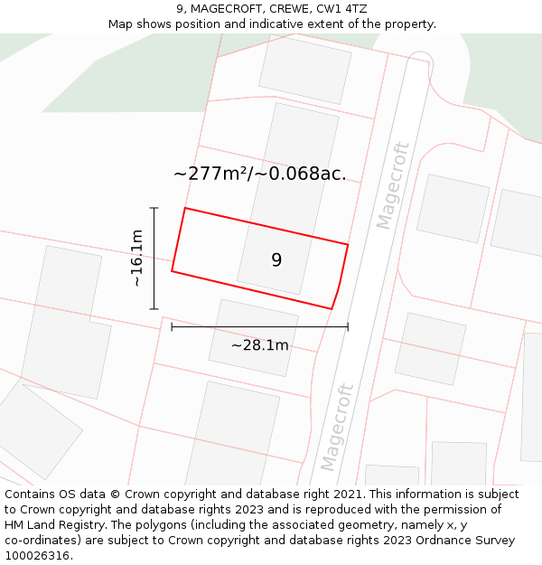 9, MAGECROFT, CREWE, CW1 4TZ: Plot and title map