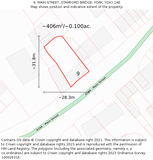 9, MAIN STREET, STAMFORD BRIDGE, YORK, YO41 1AE: Plot and title map