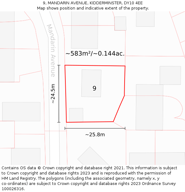 9, MANDARIN AVENUE, KIDDERMINSTER, DY10 4EE: Plot and title map