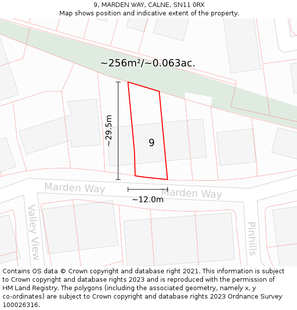 9, MARDEN WAY, CALNE, SN11 0RX: Plot and title map