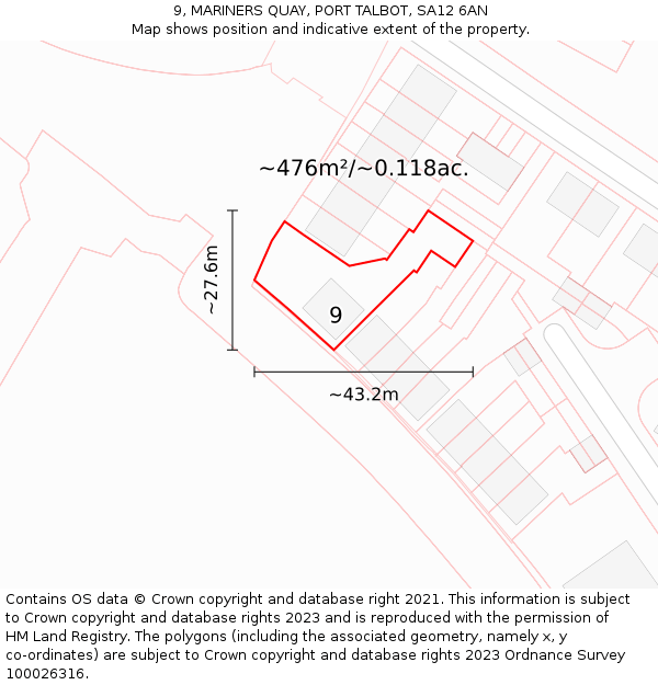 9, MARINERS QUAY, PORT TALBOT, SA12 6AN: Plot and title map