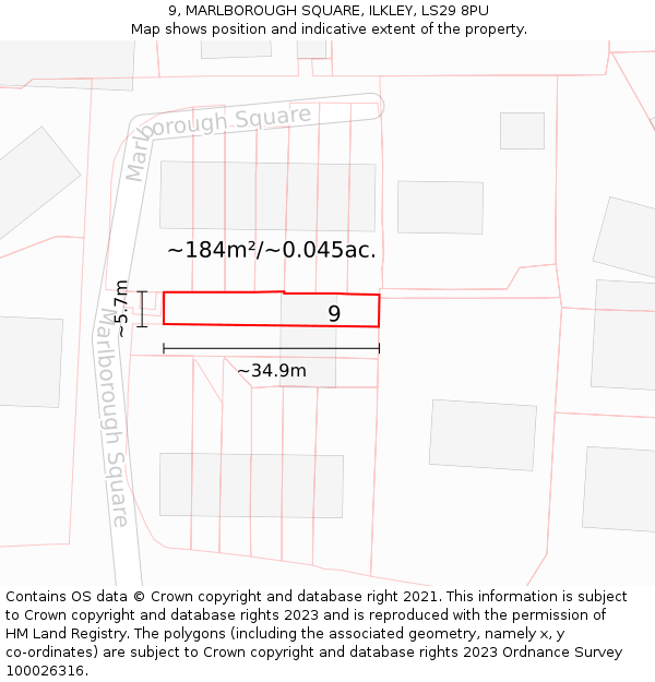 9, MARLBOROUGH SQUARE, ILKLEY, LS29 8PU: Plot and title map