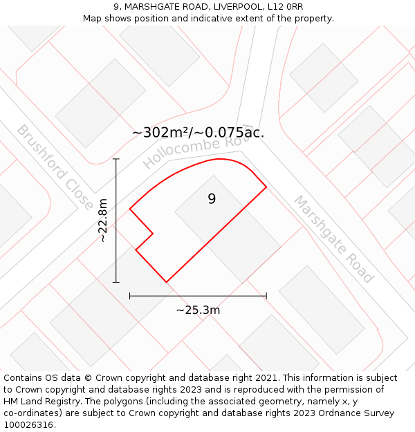 9, MARSHGATE ROAD, LIVERPOOL, L12 0RR: Plot and title map