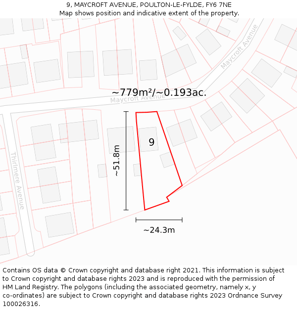 9, MAYCROFT AVENUE, POULTON-LE-FYLDE, FY6 7NE: Plot and title map