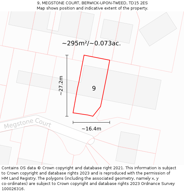 9, MEGSTONE COURT, BERWICK-UPON-TWEED, TD15 2ES: Plot and title map