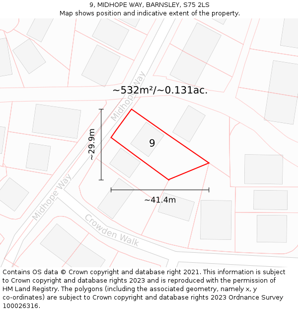 9, MIDHOPE WAY, BARNSLEY, S75 2LS: Plot and title map