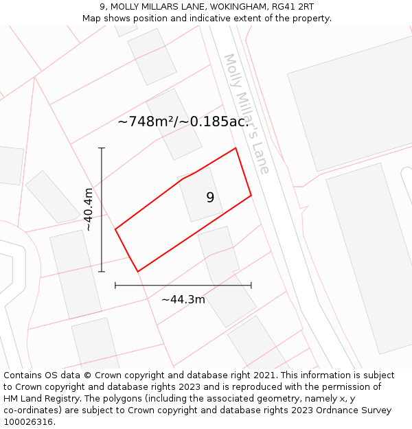 9, MOLLY MILLARS LANE, WOKINGHAM, RG41 2RT: Plot and title map