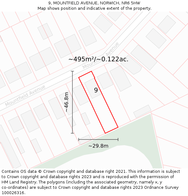 9, MOUNTFIELD AVENUE, NORWICH, NR6 5HW: Plot and title map