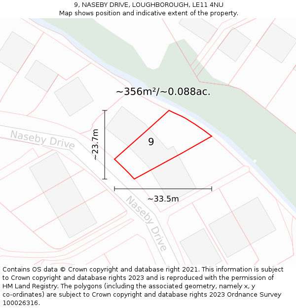 9, NASEBY DRIVE, LOUGHBOROUGH, LE11 4NU: Plot and title map