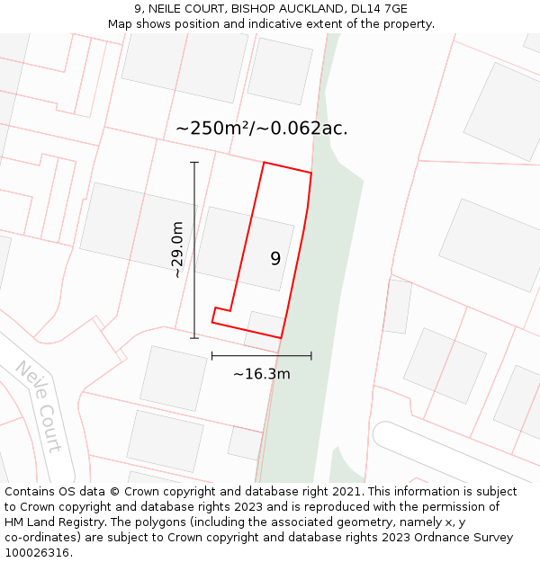 9, NEILE COURT, BISHOP AUCKLAND, DL14 7GE: Plot and title map