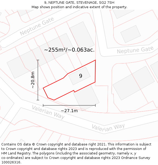 9, NEPTUNE GATE, STEVENAGE, SG2 7SH: Plot and title map