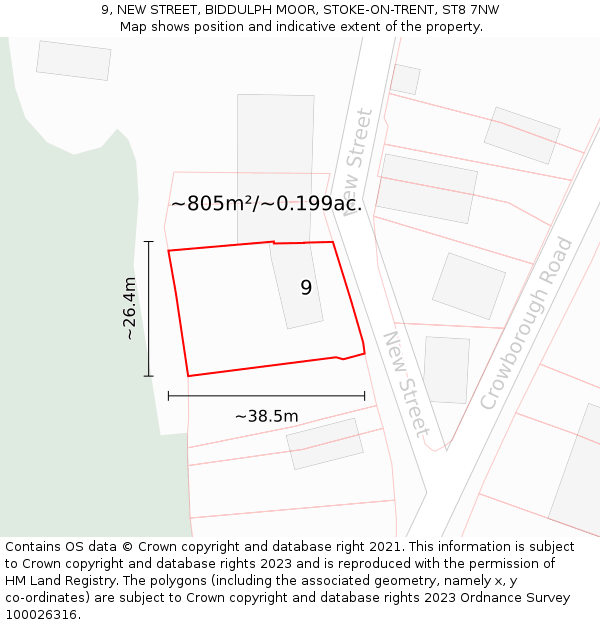 9, NEW STREET, BIDDULPH MOOR, STOKE-ON-TRENT, ST8 7NW: Plot and title map