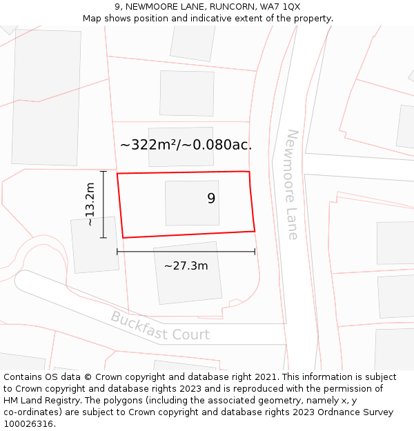 9, NEWMOORE LANE, RUNCORN, WA7 1QX: Plot and title map