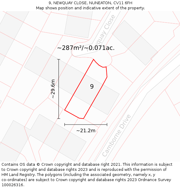 9, NEWQUAY CLOSE, NUNEATON, CV11 6FH: Plot and title map