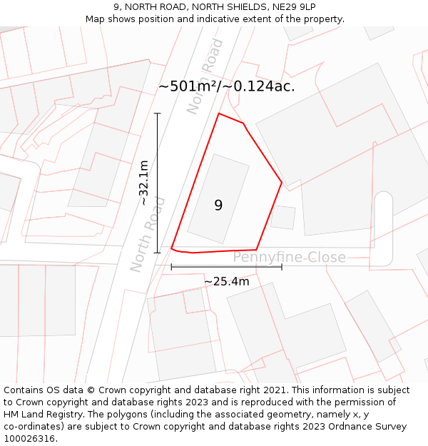 9, NORTH ROAD, NORTH SHIELDS, NE29 9LP: Plot and title map