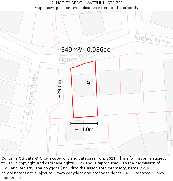 9, NOTLEY DRIVE, HAVERHILL, CB9 7FP: Plot and title map