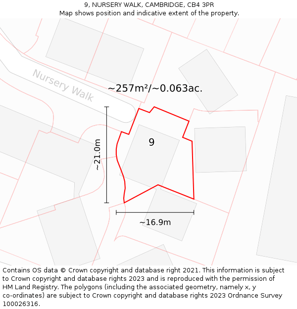 9, NURSERY WALK, CAMBRIDGE, CB4 3PR: Plot and title map