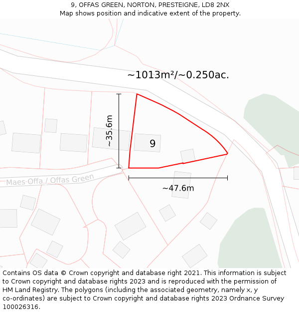 9, OFFAS GREEN, NORTON, PRESTEIGNE, LD8 2NX: Plot and title map