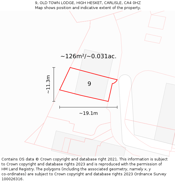 9, OLD TOWN LODGE, HIGH HESKET, CARLISLE, CA4 0HZ: Plot and title map