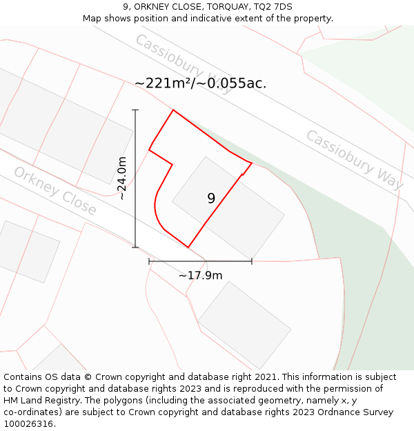 9, ORKNEY CLOSE, TORQUAY, TQ2 7DS: Plot and title map