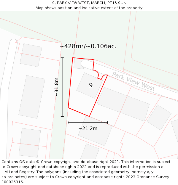 9, PARK VIEW WEST, MARCH, PE15 9UN: Plot and title map