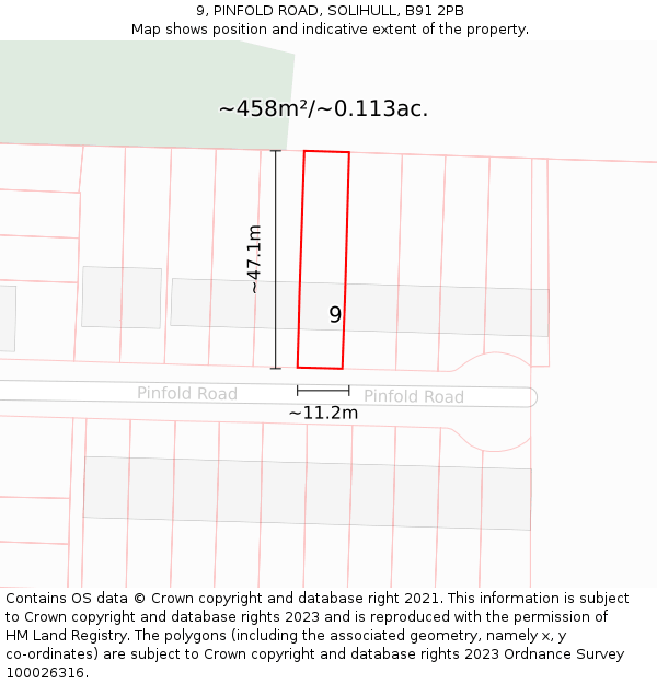 9, PINFOLD ROAD, SOLIHULL, B91 2PB: Plot and title map