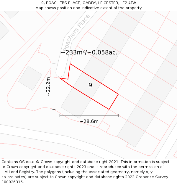 9, POACHERS PLACE, OADBY, LEICESTER, LE2 4TW: Plot and title map