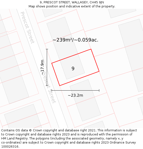 9, PRESCOT STREET, WALLASEY, CH45 9JN: Plot and title map