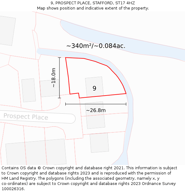 9, PROSPECT PLACE, STAFFORD, ST17 4HZ: Plot and title map