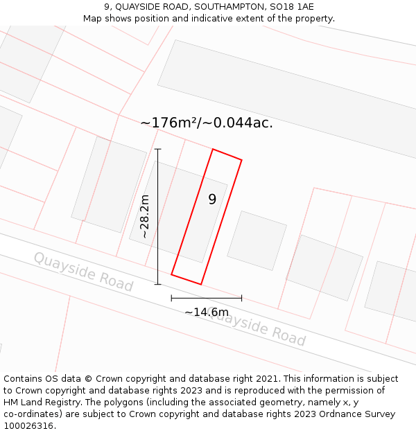 9, QUAYSIDE ROAD, SOUTHAMPTON, SO18 1AE: Plot and title map