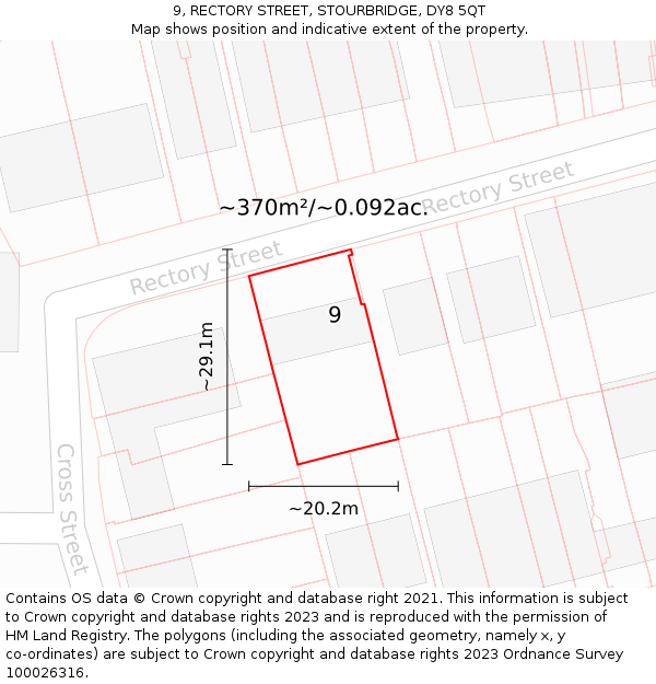 9, RECTORY STREET, STOURBRIDGE, DY8 5QT: Plot and title map