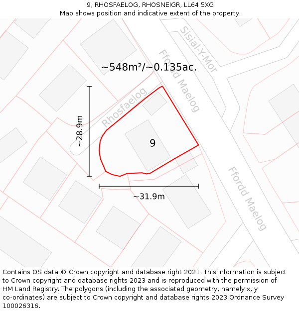 9, RHOSFAELOG, RHOSNEIGR, LL64 5XG: Plot and title map