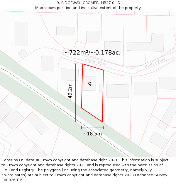 9, RIDGEWAY, CROMER, NR27 0HS: Plot and title map