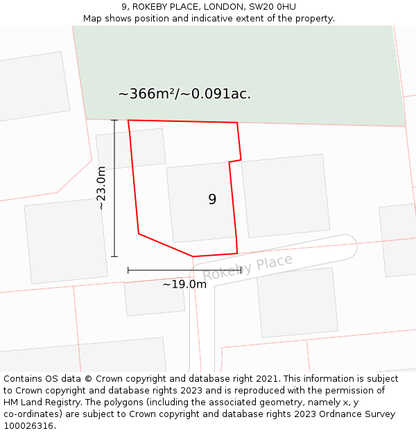 9, ROKEBY PLACE, LONDON, SW20 0HU: Plot and title map