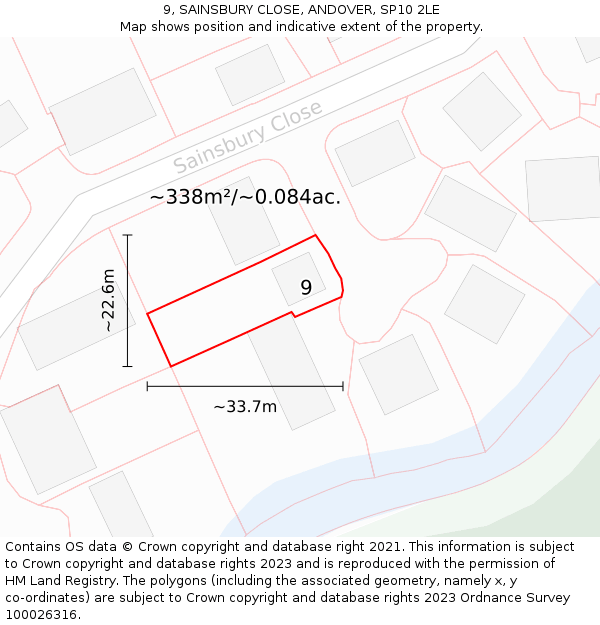 9, SAINSBURY CLOSE, ANDOVER, SP10 2LE: Plot and title map