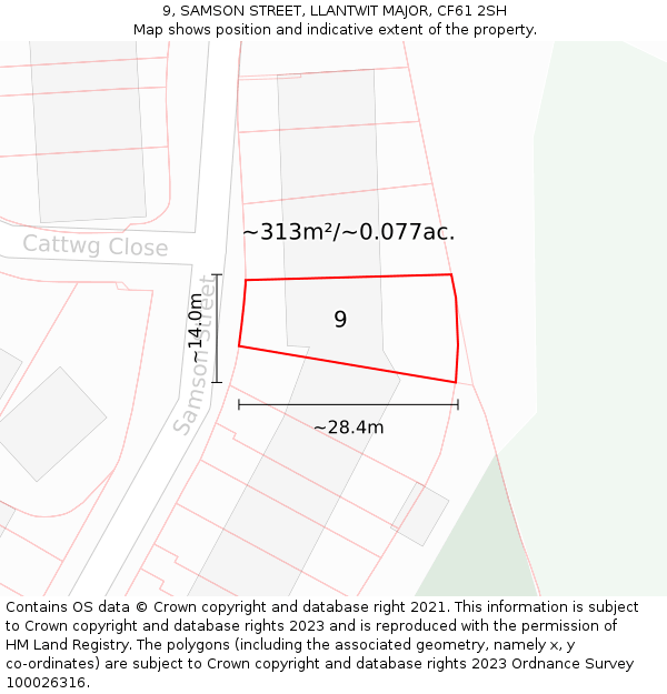 9, SAMSON STREET, LLANTWIT MAJOR, CF61 2SH: Plot and title map