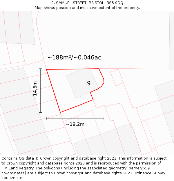9, SAMUEL STREET, BRISTOL, BS5 9DQ: Plot and title map