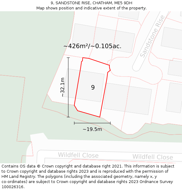 9, SANDSTONE RISE, CHATHAM, ME5 9DH: Plot and title map