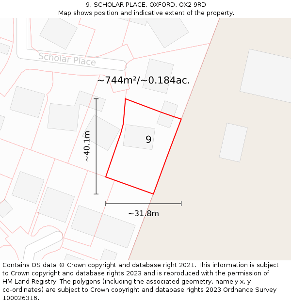 9, SCHOLAR PLACE, OXFORD, OX2 9RD: Plot and title map