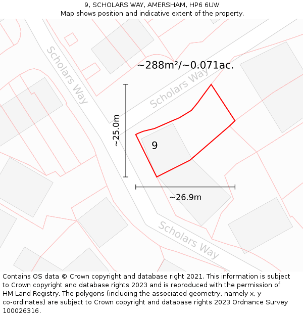 9, SCHOLARS WAY, AMERSHAM, HP6 6UW: Plot and title map