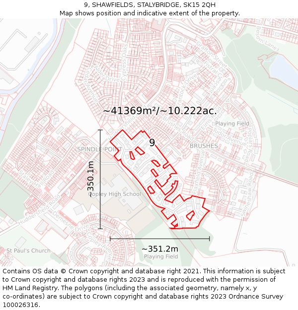 9, SHAWFIELDS, STALYBRIDGE, SK15 2QH: Plot and title map