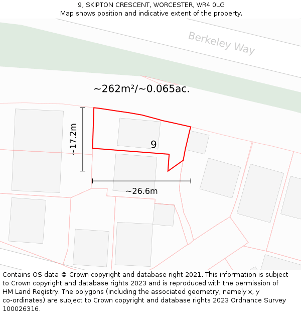 9, SKIPTON CRESCENT, WORCESTER, WR4 0LG: Plot and title map