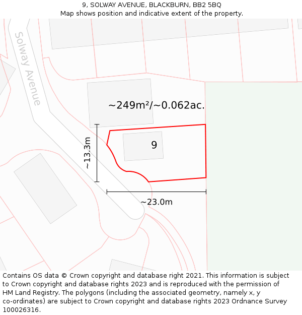 9, SOLWAY AVENUE, BLACKBURN, BB2 5BQ: Plot and title map