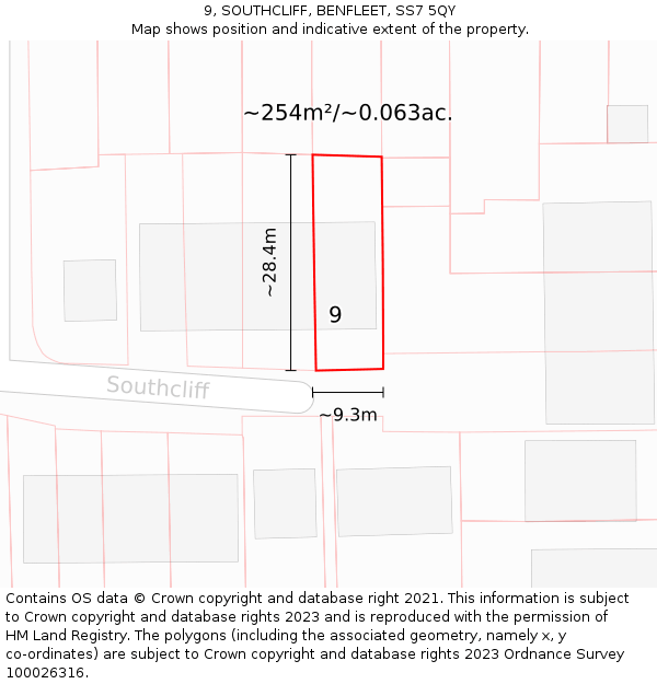 9, SOUTHCLIFF, BENFLEET, SS7 5QY: Plot and title map