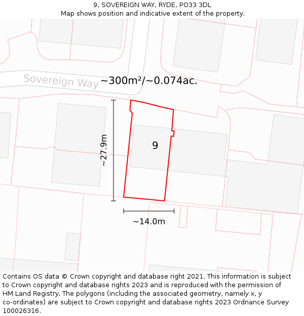 9, SOVEREIGN WAY, RYDE, PO33 3DL: Plot and title map