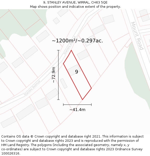 9, STANLEY AVENUE, WIRRAL, CH63 5QE: Plot and title map