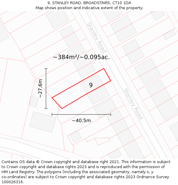 9, STANLEY ROAD, BROADSTAIRS, CT10 1DA: Plot and title map