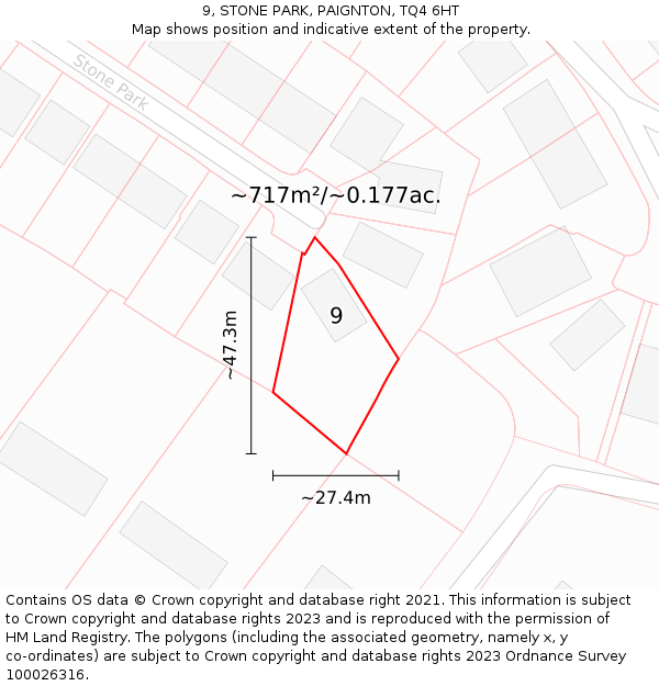 9, STONE PARK, PAIGNTON, TQ4 6HT: Plot and title map