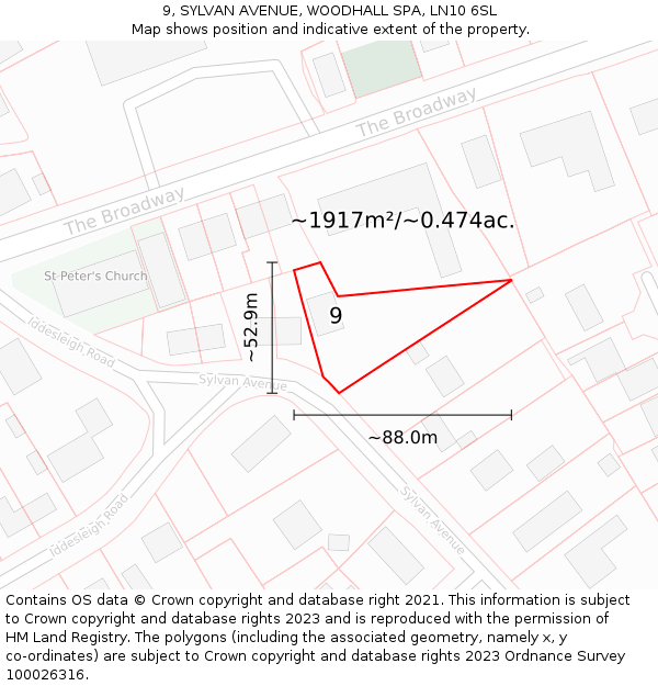 9, SYLVAN AVENUE, WOODHALL SPA, LN10 6SL: Plot and title map