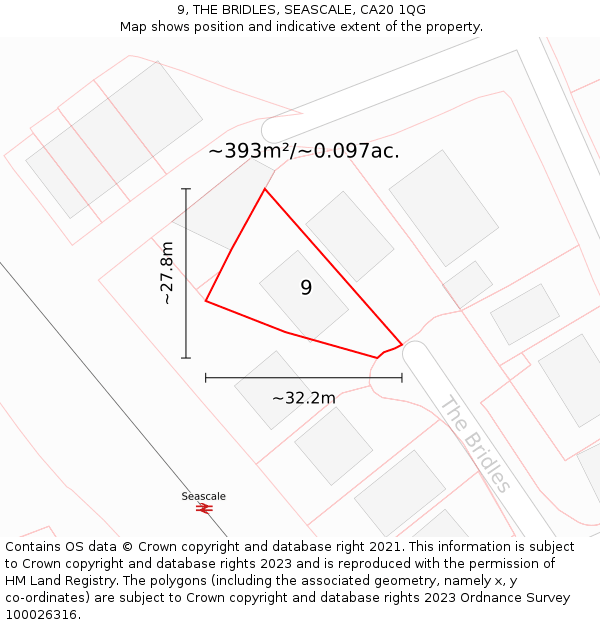 9, THE BRIDLES, SEASCALE, CA20 1QG: Plot and title map